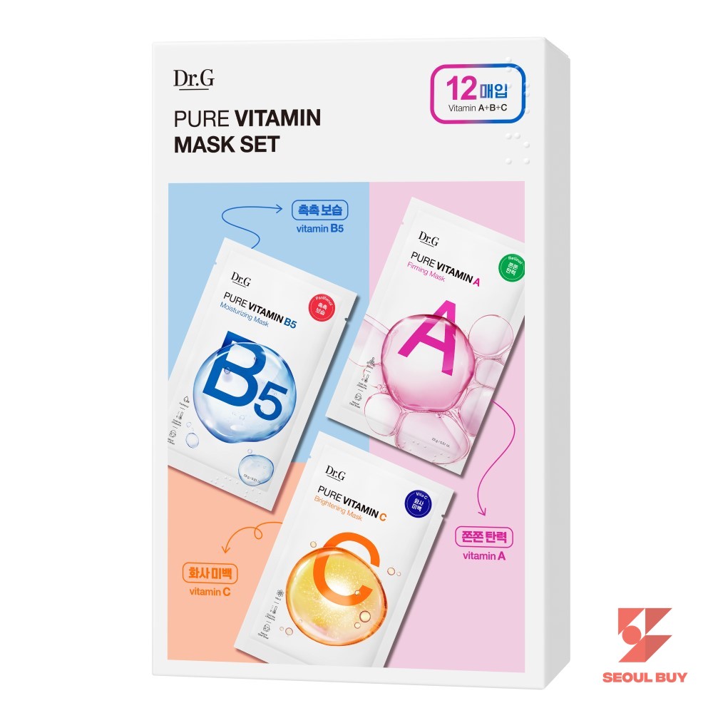 닥터지 퓨어 비타민 A 퍼밍 4p + 비타민 B5 모이스처라이징 4p + 비타민C 브라이트닝 4p 마스크 세트